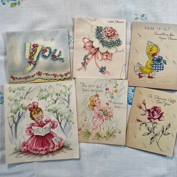 Lot of Kitsch Shower Cards and Wedding Cards - Picture 1 of 10